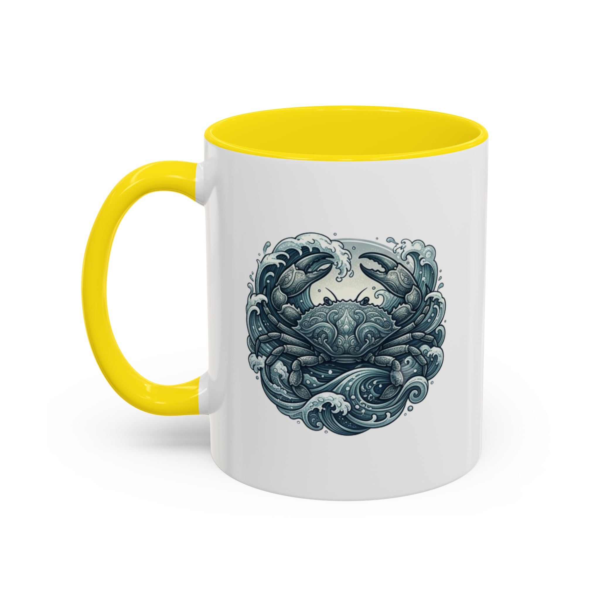 Crab Wave Accent Coffee Mug — Nautical Ocean Art
