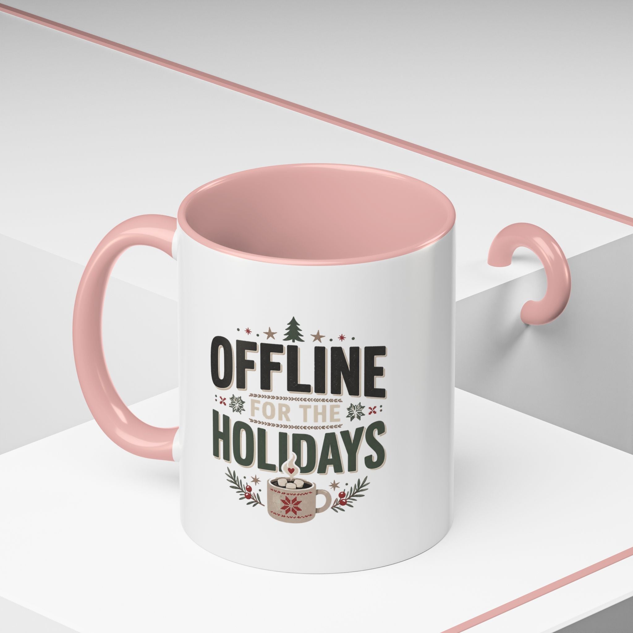 Christmas Holiday Coffee Mug — “Offline for the Holidays” Accent Ceramic Mug