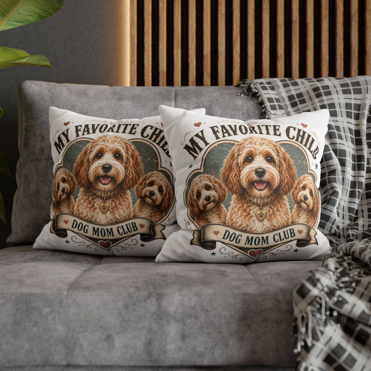 My Favorite Child Dog Mom Club Pillowcase  Milo Bailey Dog Dad Mom— Cute Doodle Pet Throw Pillow Cover
