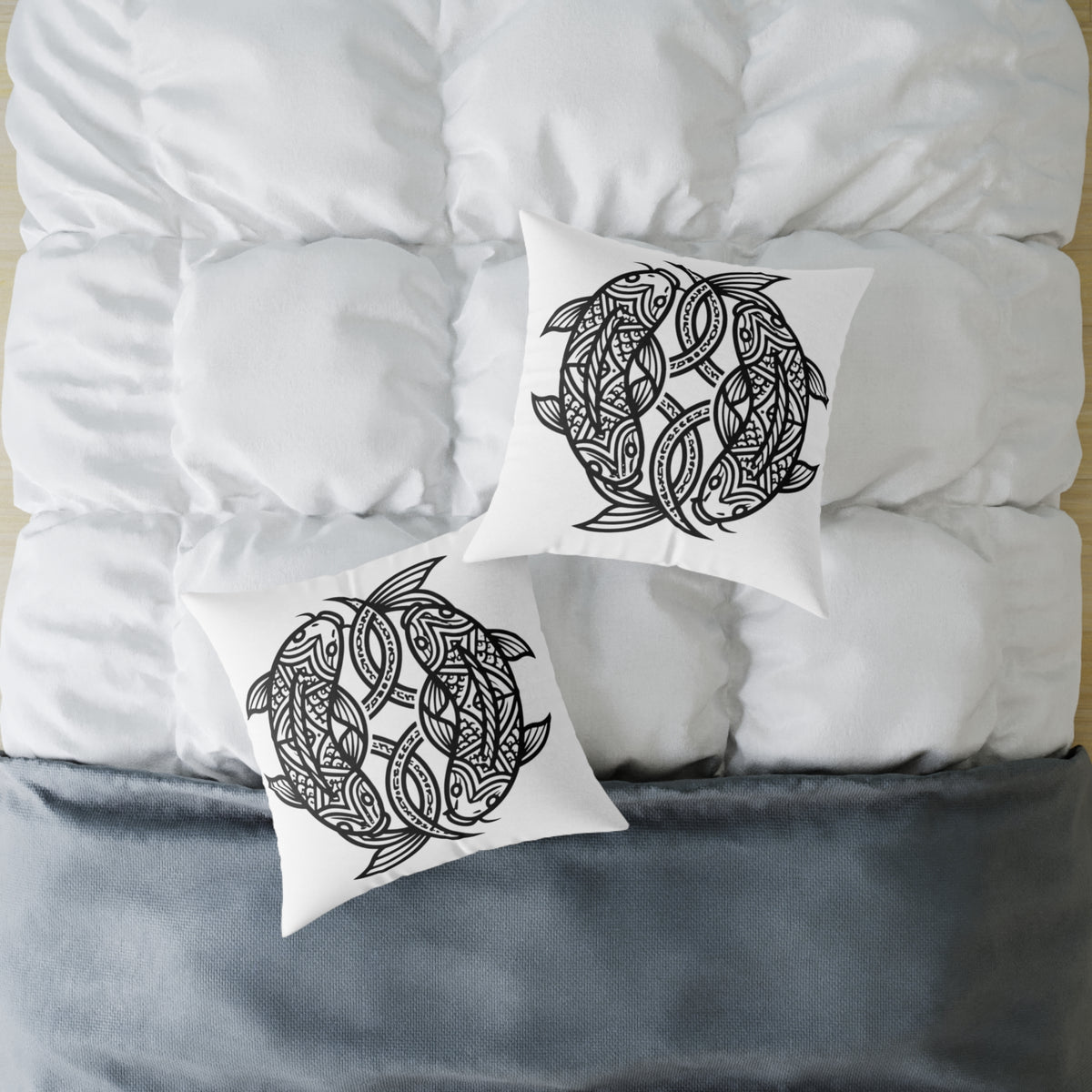 Pisces Zodiac Black Pisces Square Poly Canvas Pillow