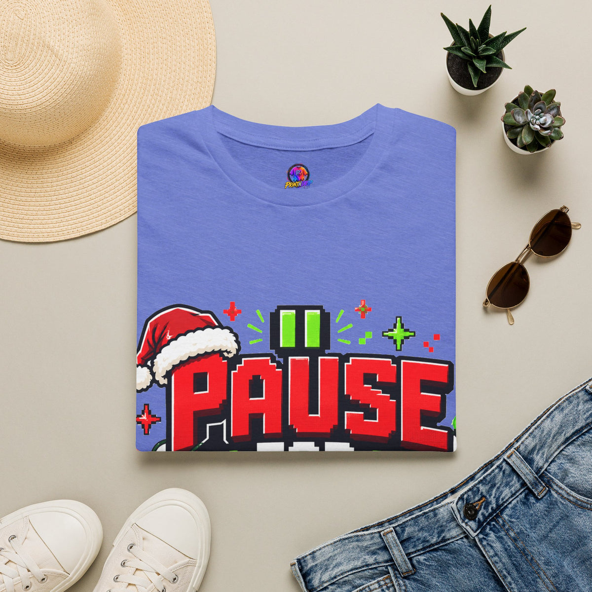 T-Shirt — "Pause for Presents" Christmas Gamer Tee