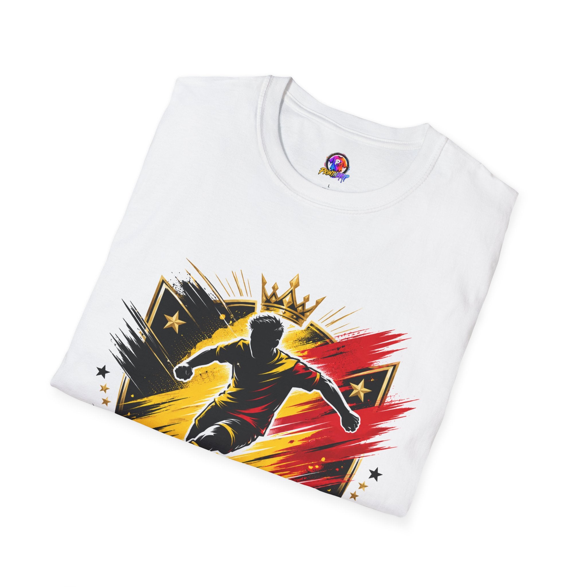 Belgium Soccer T-Shirt — 'Tricolor Strike' Graphic Jersey Tee