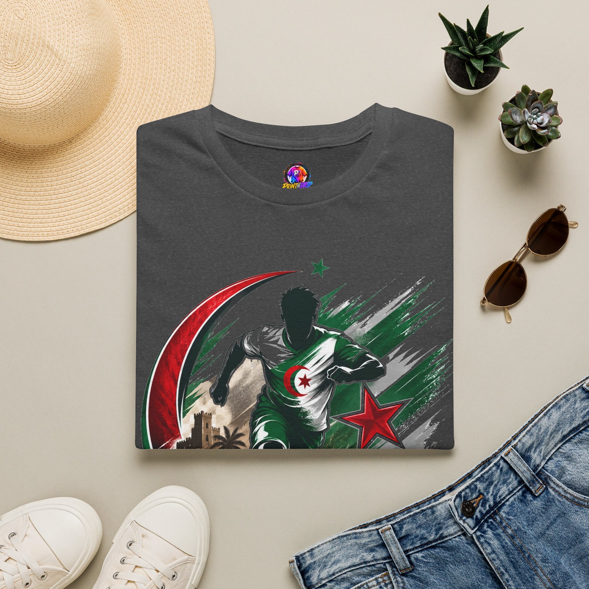 Algeria Football Fan Tee — "Green Desert Fire" Soccer Shirt