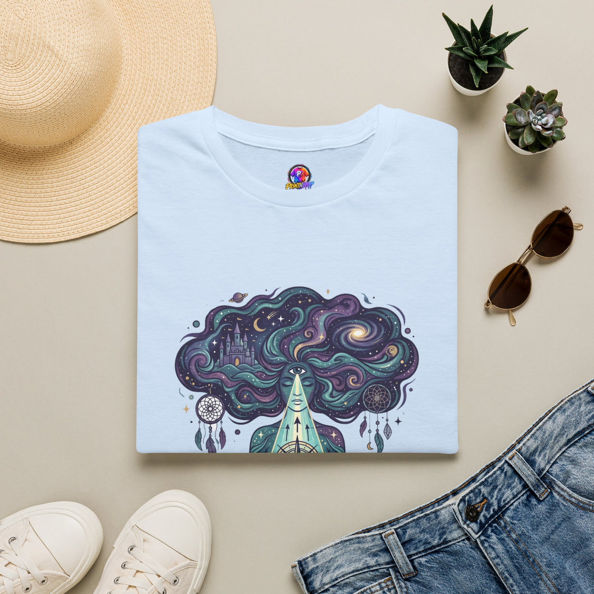 Dreamy Meditation T-Shirt — 'Guided by dreams, ruled by intuition' Spiritual Art Tee