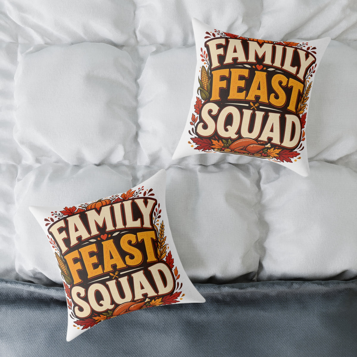 Thanksgiving Family Feast Squad Pillow — Thanksgiving Decorative Throw Pillow