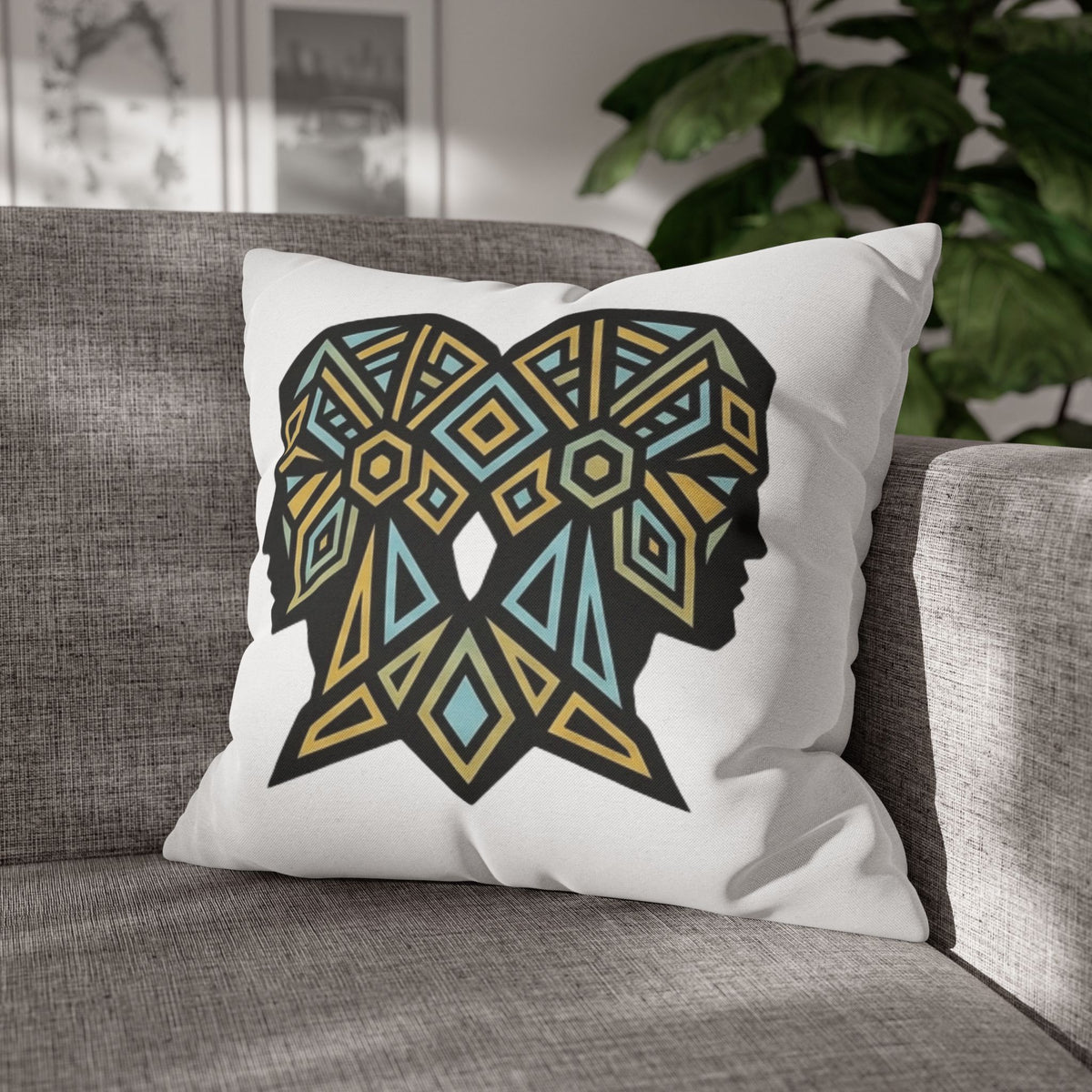 Gemini Geometric Twin Silhouette Decorative Pillowcase