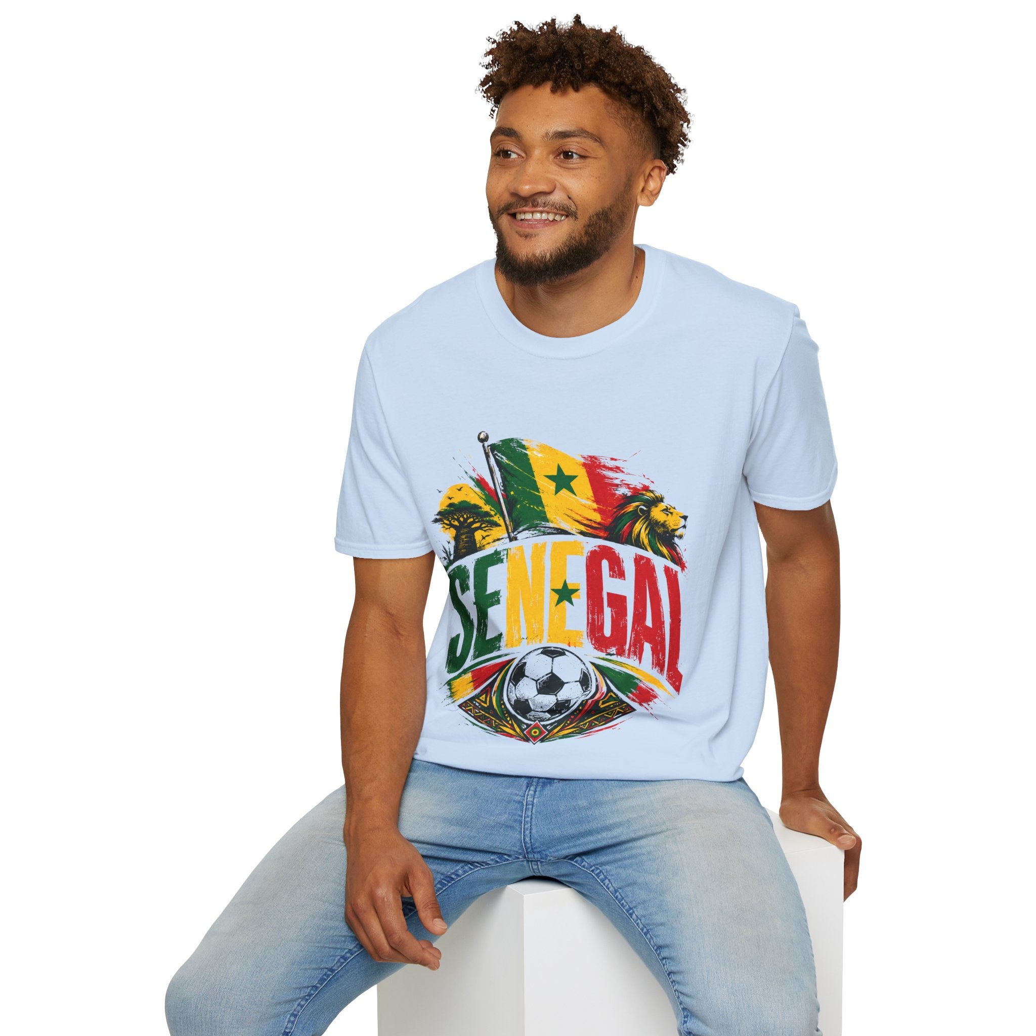Senegal Flag Soccer T-Shirt — Lion & Football Pride Tee