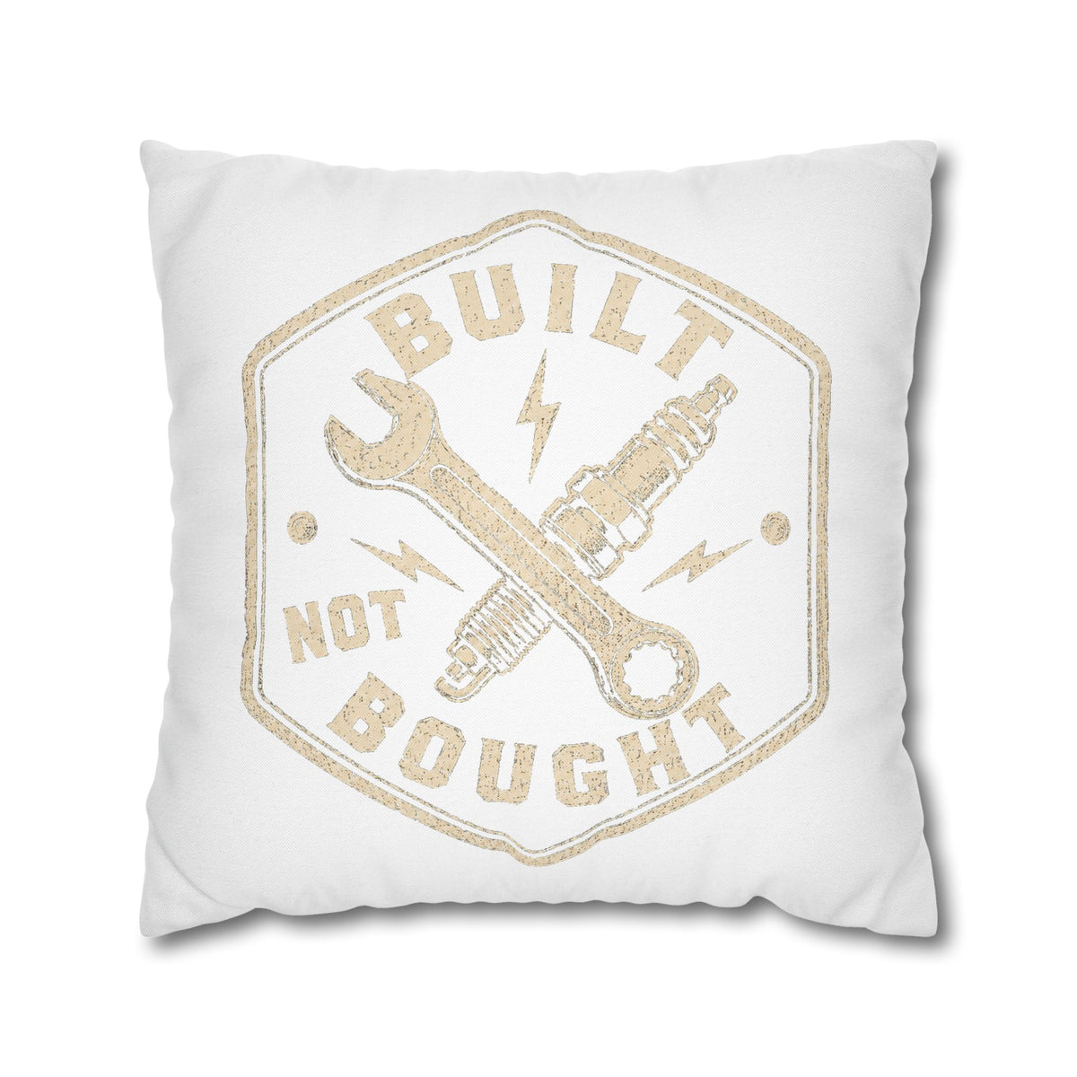 Built Not Bought Decorative Pillowcase –Milo Bailey Dog Dad Mom  Mechanic Wrench & Spark Plug Accent Cushion Cover