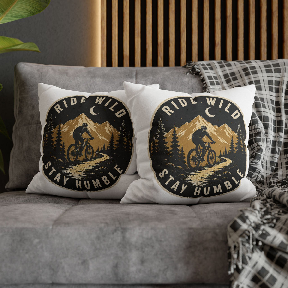 Ride Wild Stay Humble Mountain Biker Pillowcase Milo Bailey Dog Dad Mom