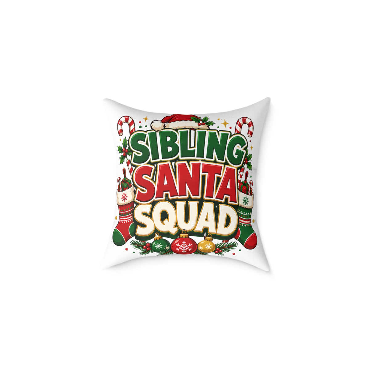Christmas Sibling Santa Squad Pillow — Christmas Holiday Throw Pillow