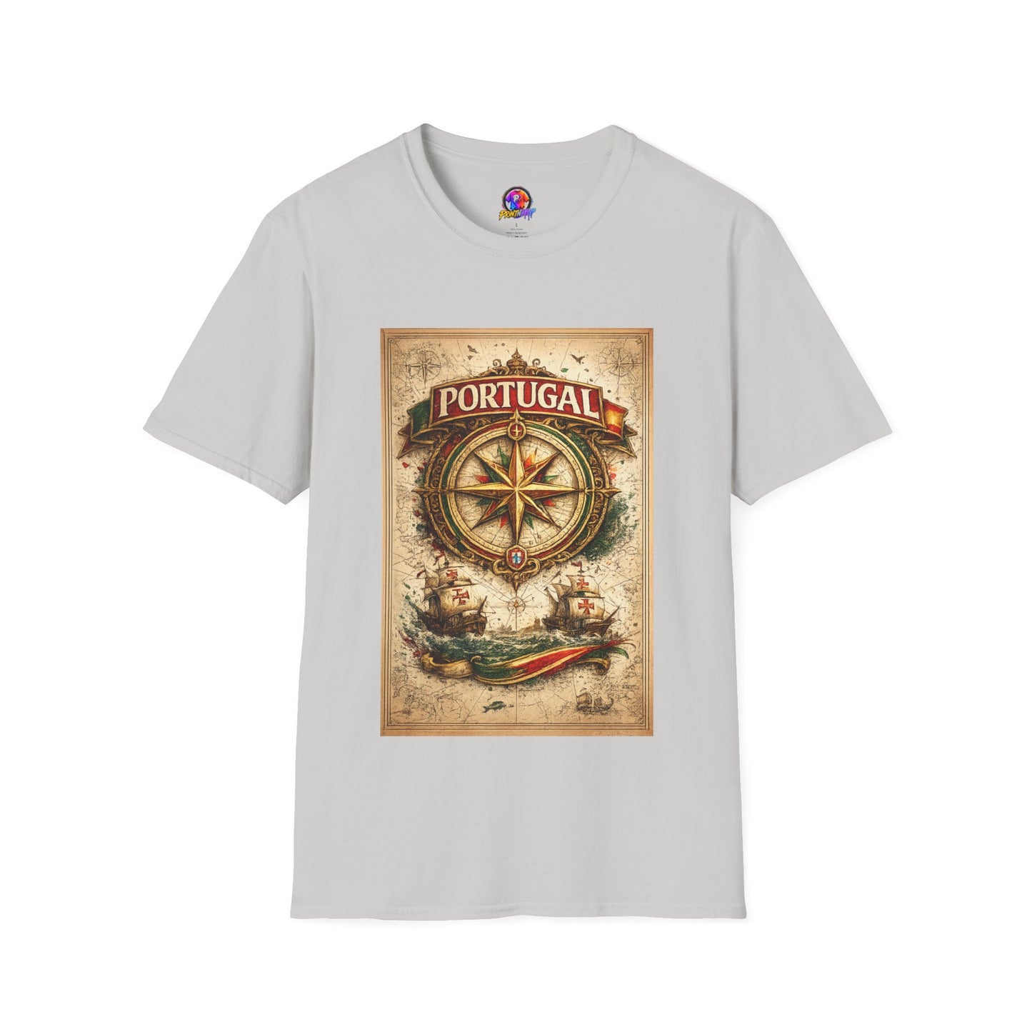 Portugal Compass T‑Shirt — Vintage Nautical Travel Tee