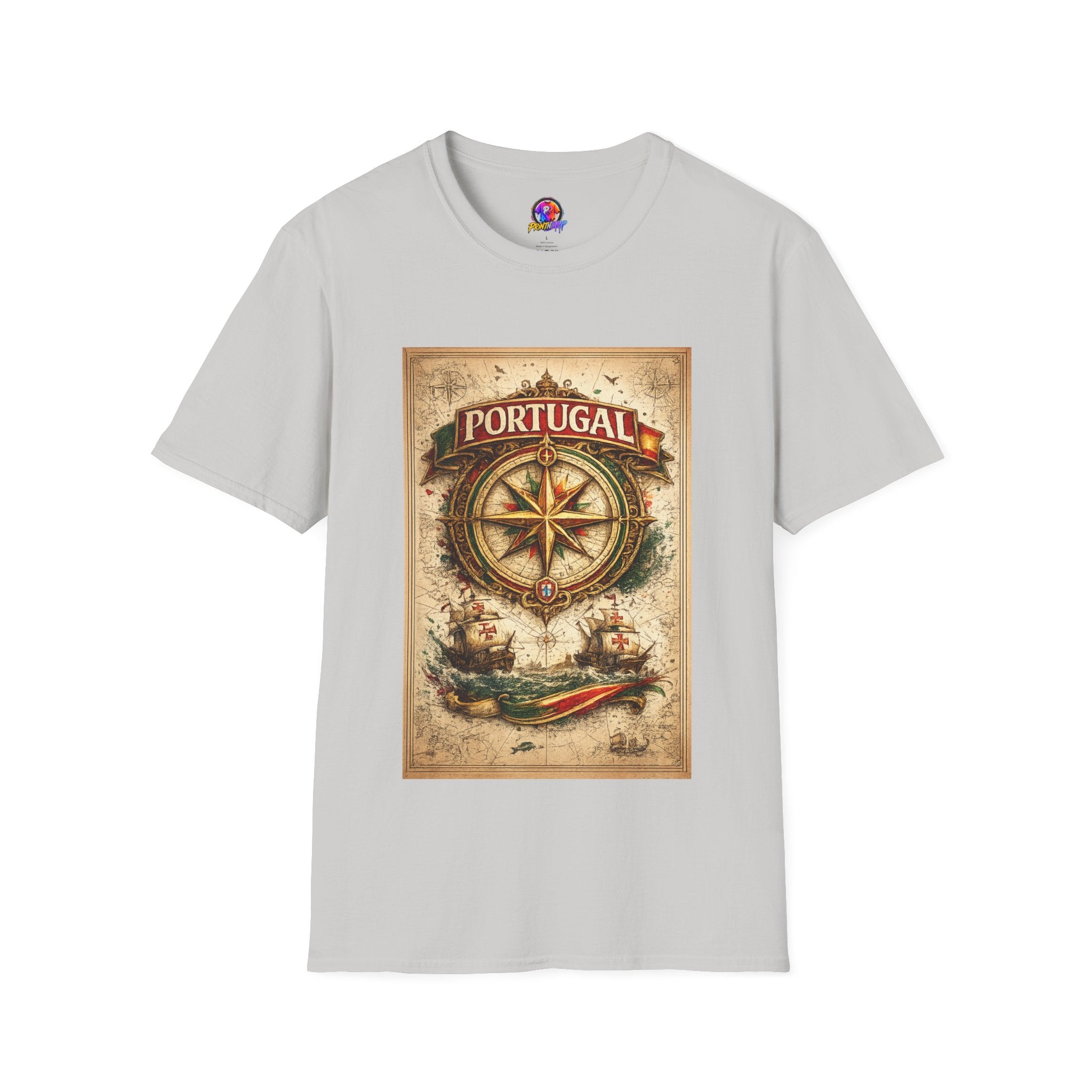 Portugal Compass T‑Shirt — Vintage Nautical Travel Tee