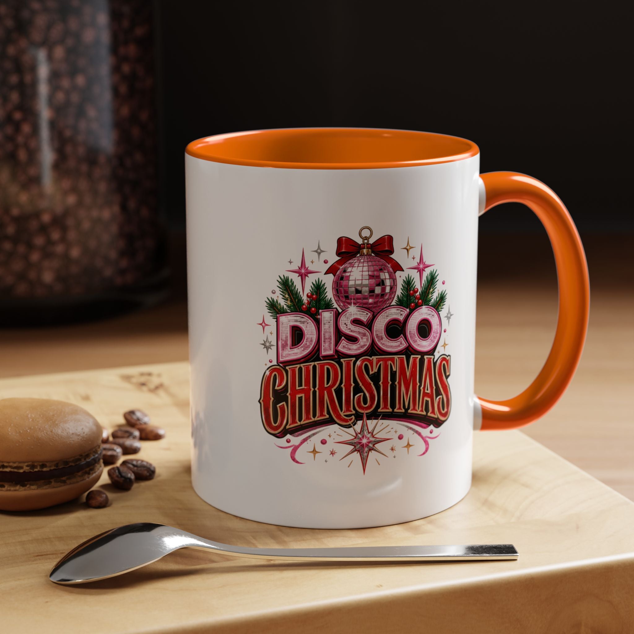 Disco Christmas Coffee Mug — Retro Holiday Disco Ball Christmas Tree Accent Mug
