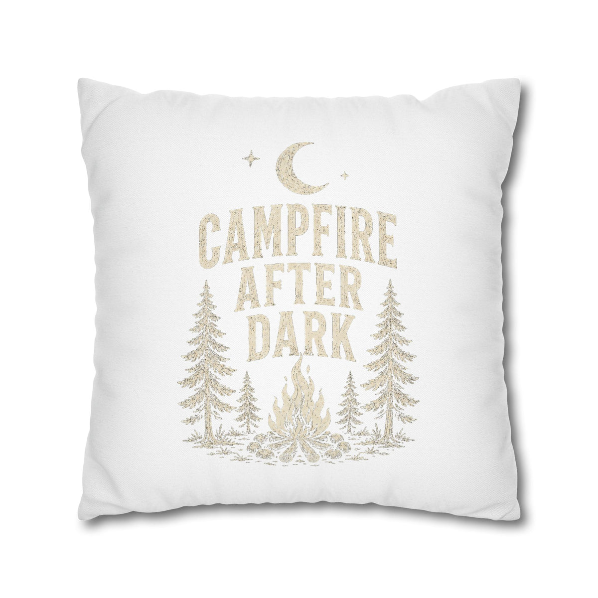 Campfire After Dark Decorative Pillowcase Milo Bailey Dog Dad Mom — Cozy Rustic Camping Throw Pillow