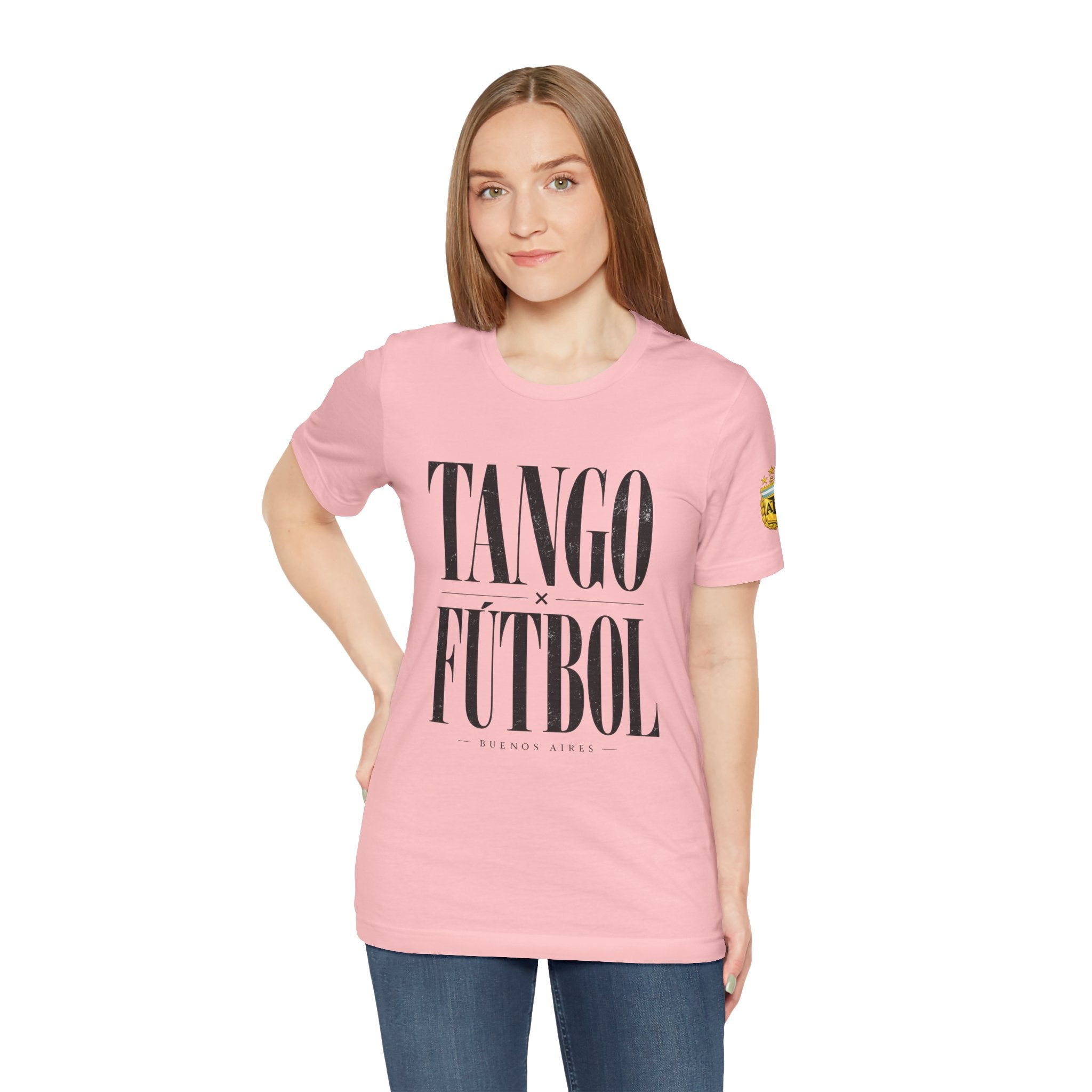 Argentina - Tango y Fútbol Graphic Tee - Bold Serif Soccer & Dance Shirt