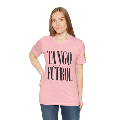 Argentina - Tango y Fútbol Graphic Tee - Bold Serif Soccer & Dance Shirt