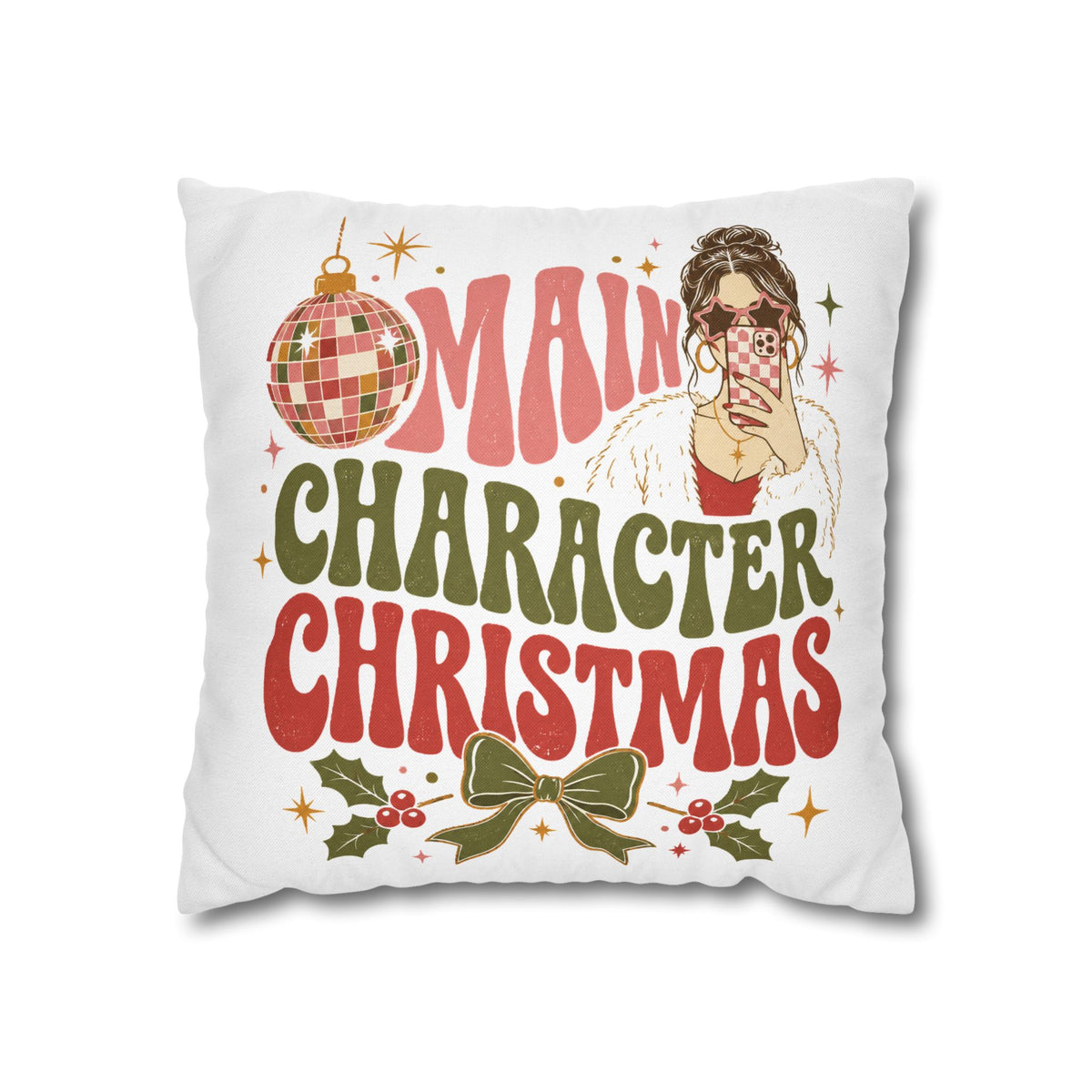 Main Character Christmas Pillowcase — Holiday Decorative Throw Pillowcase Modern Day Christmas
