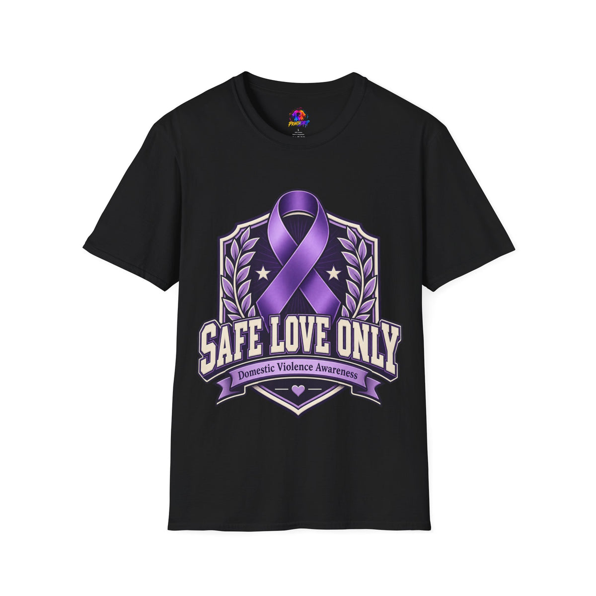 Domestic Violence Awareness T-Shirt — "Safe Love Only" Purple Ribbon Tee