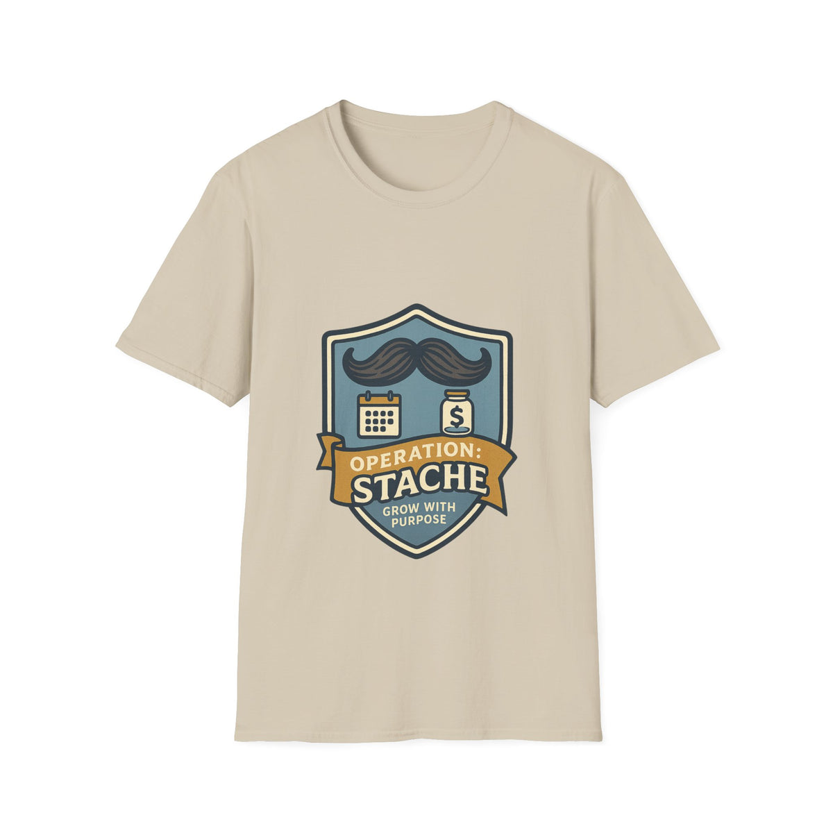 Mustache Badge T-Shirt — Stache Crest Graphic Tee - Trending Now - October 2026