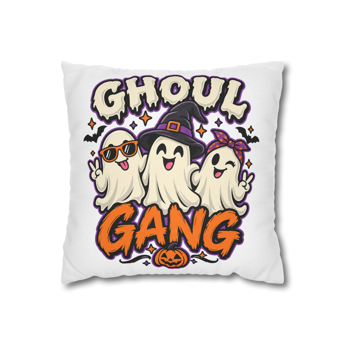 Ghoul Gang Halloween Throw Pillowcase — Cute Ghosts Decorative Pillow Cover