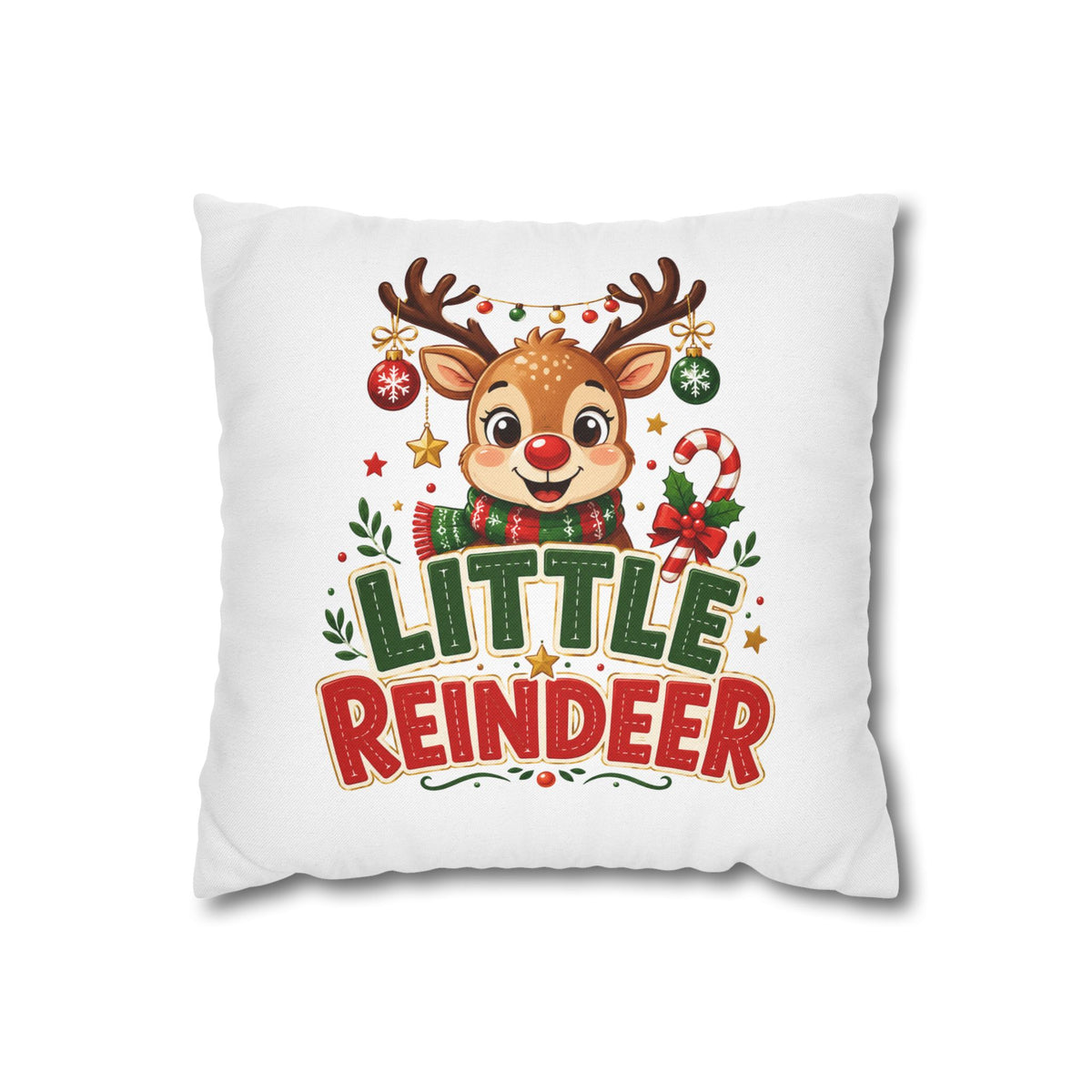 Christmas Little Reindeer Holiday Pillowcase – Cute Christmas Throw Pillow Cover