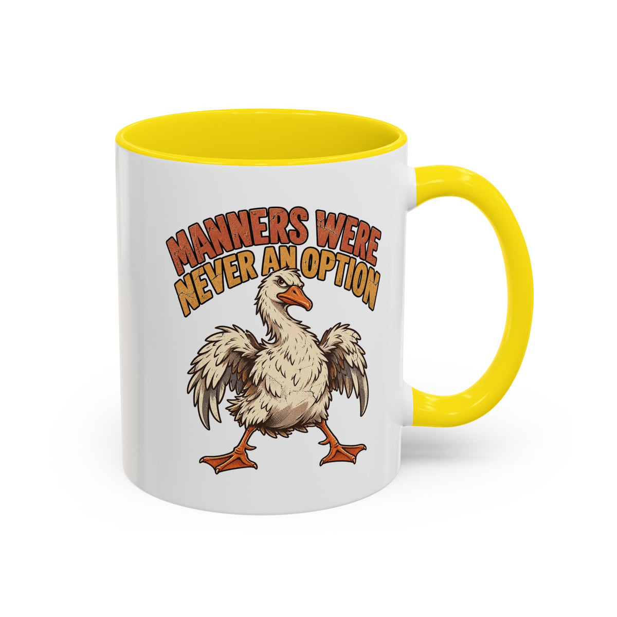 Coffee Mug — "Manners Were Never An Option" Funny Rude Chicken Accent Mug