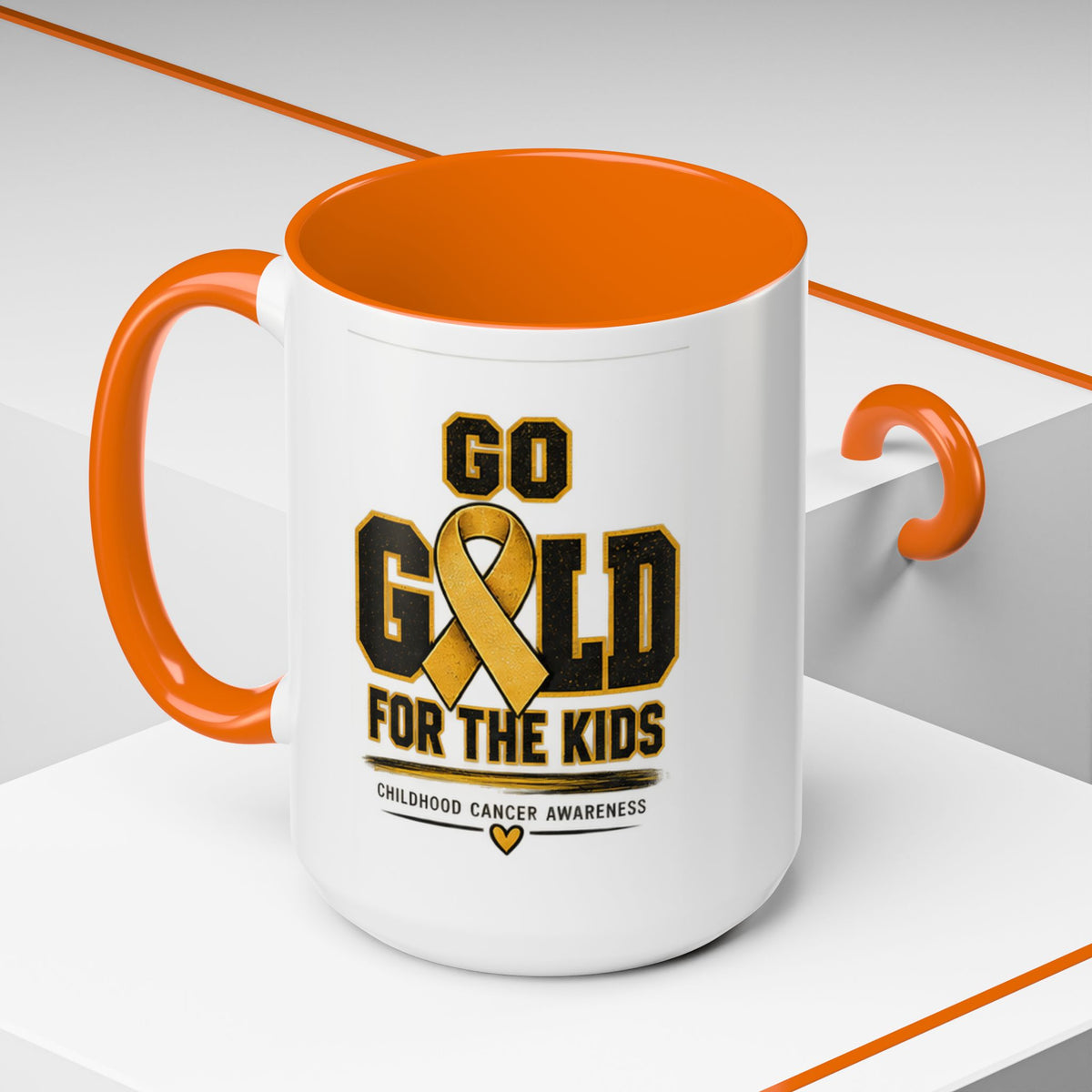 Go Gold For The Kids Accent Coffee Mug — Childhood Cancer Awareness 11/15oz