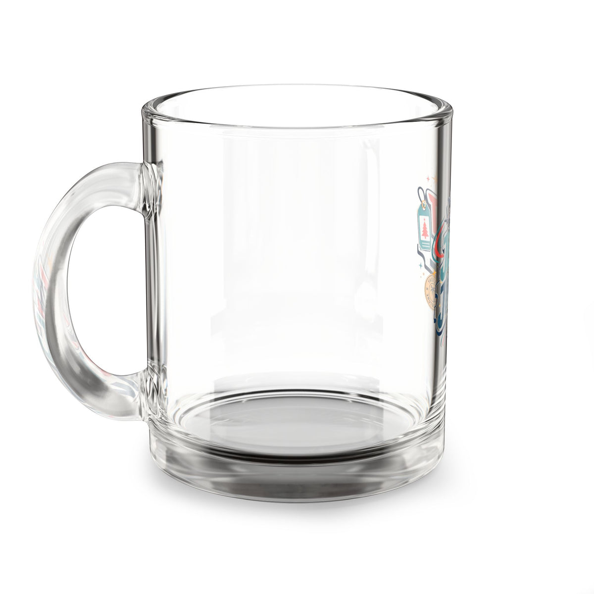 Modern Day Christmas Glass Mug  10oz Jet Set Jingle Glass Mug – 10oz Travel Lover Coffee Cup