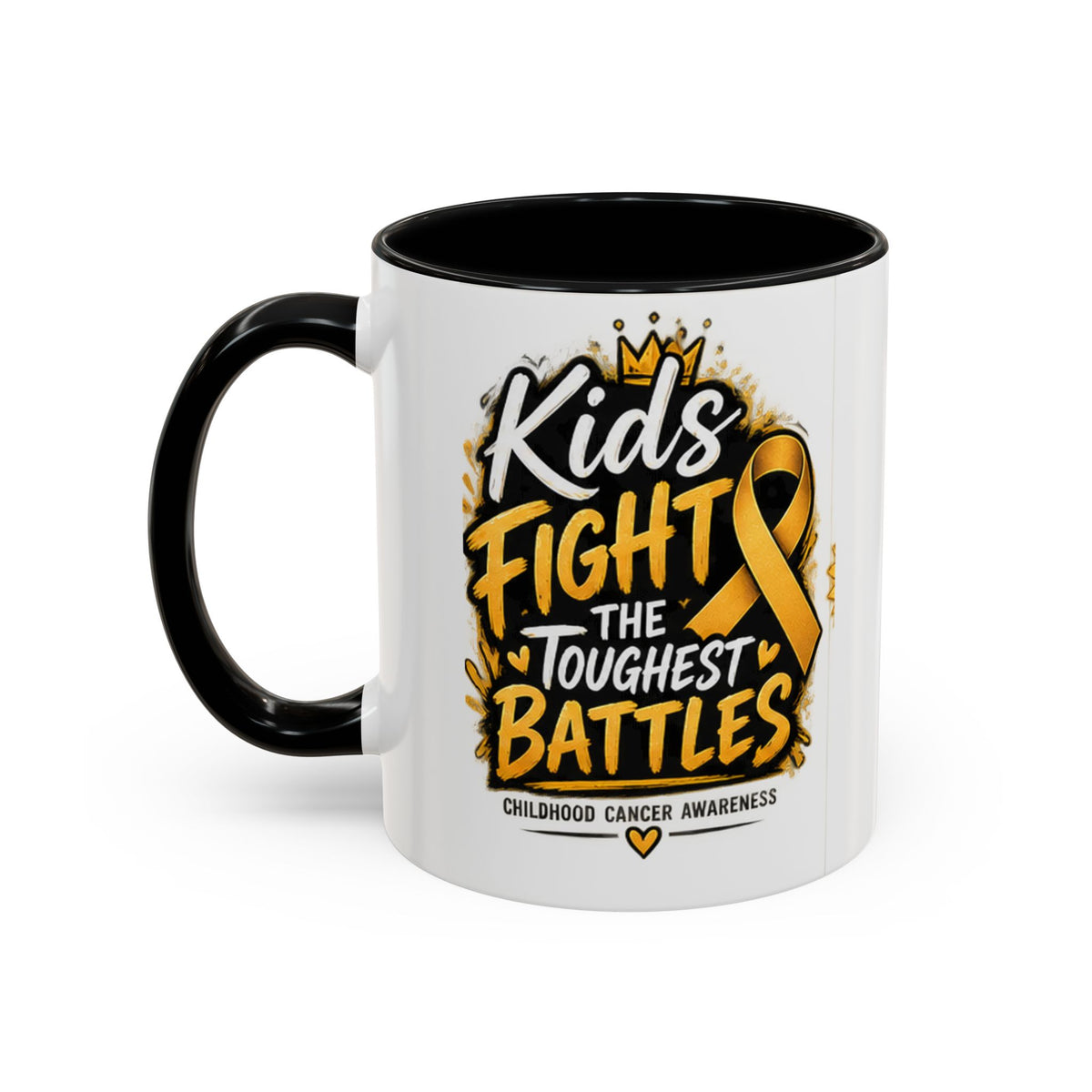 Kids Fight The Toughest Battles Accent Coffee Mug — Childhood Cancer Awareness 11/15oz