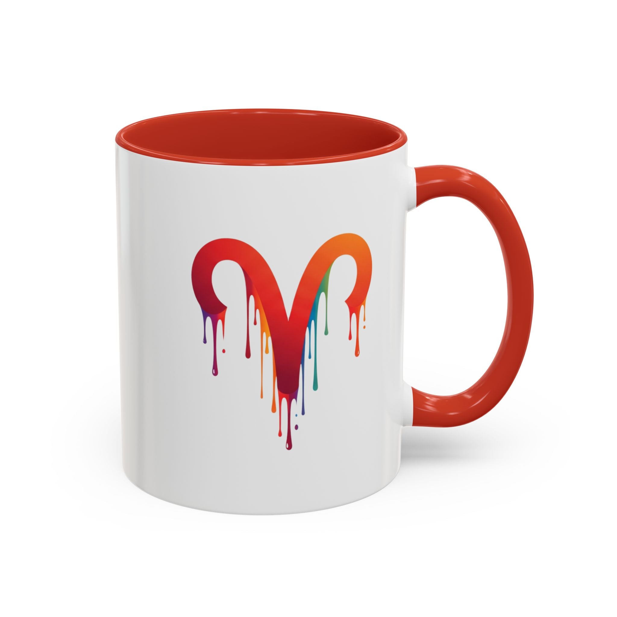 Rainbow Drip Heart Coffee Mug — Colorful Art Accent Mug