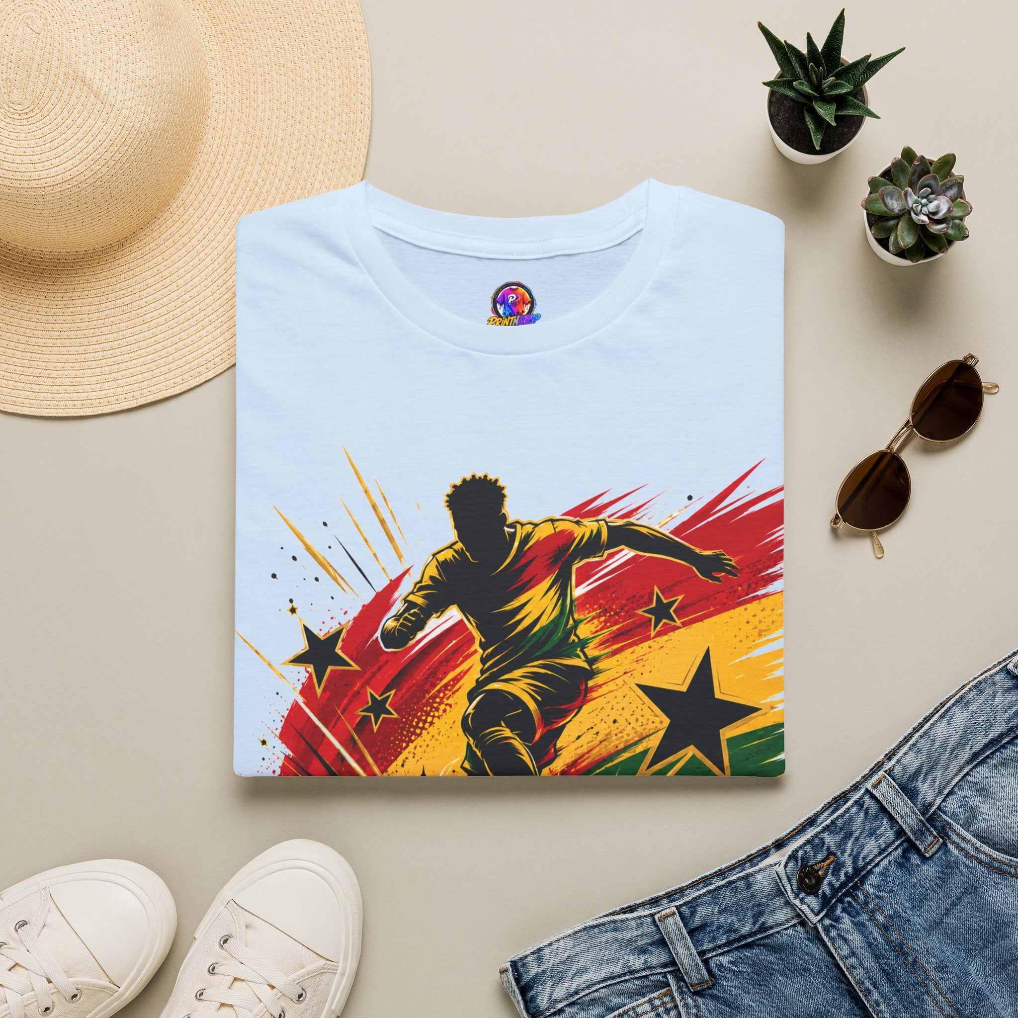 Ghana Star Power Soccer T-Shirt — Afro Football Fan Tee - Ghana T-Shirt
