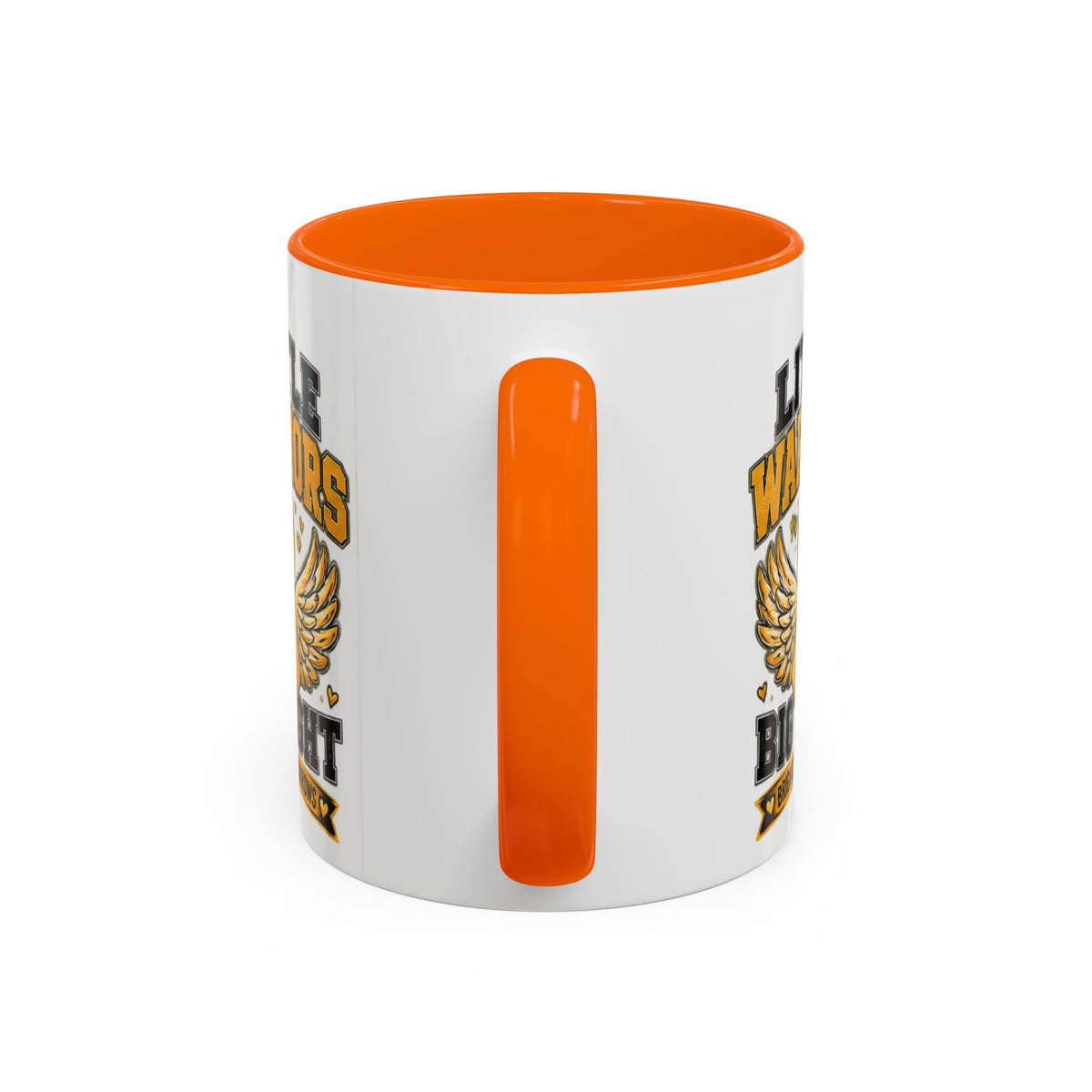 Little Warriors Big Fight Childhood Cancer Awareness Coffee Mug — Gold Ribbon Support Accent Mug