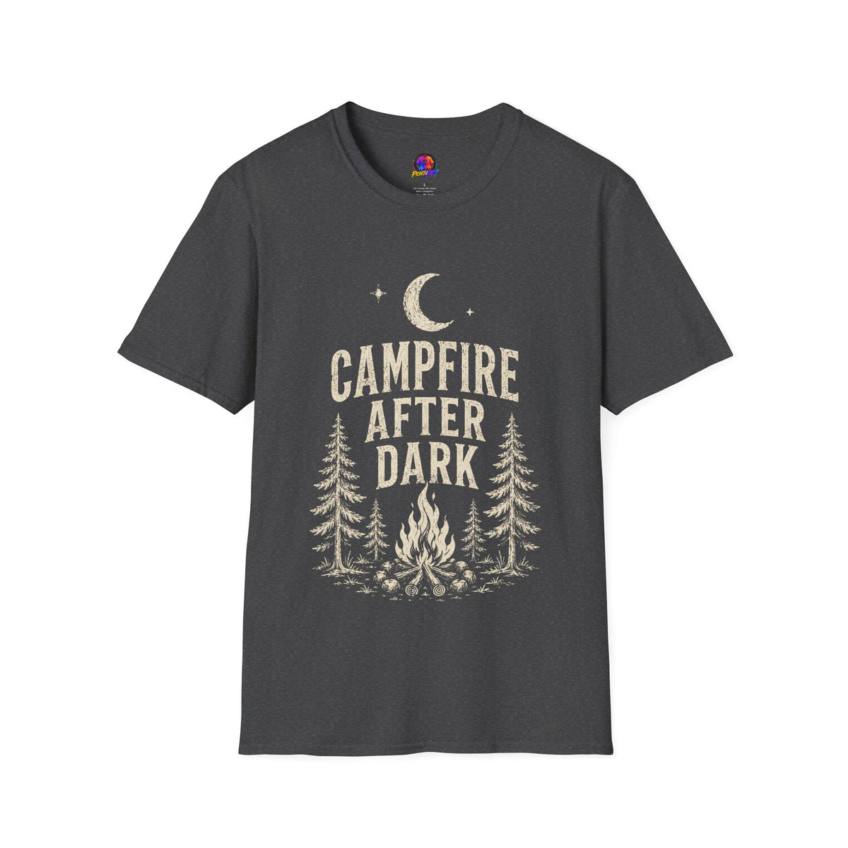 Campfire After Dark T-Shirt — Vintage Moon & Pine Camping Tee