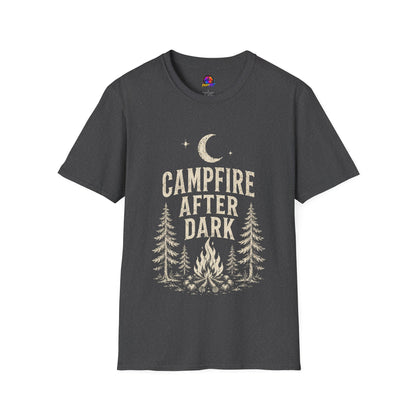 Campfire After Dark T-Shirt — Vintage Moon & Pine Camping Tee