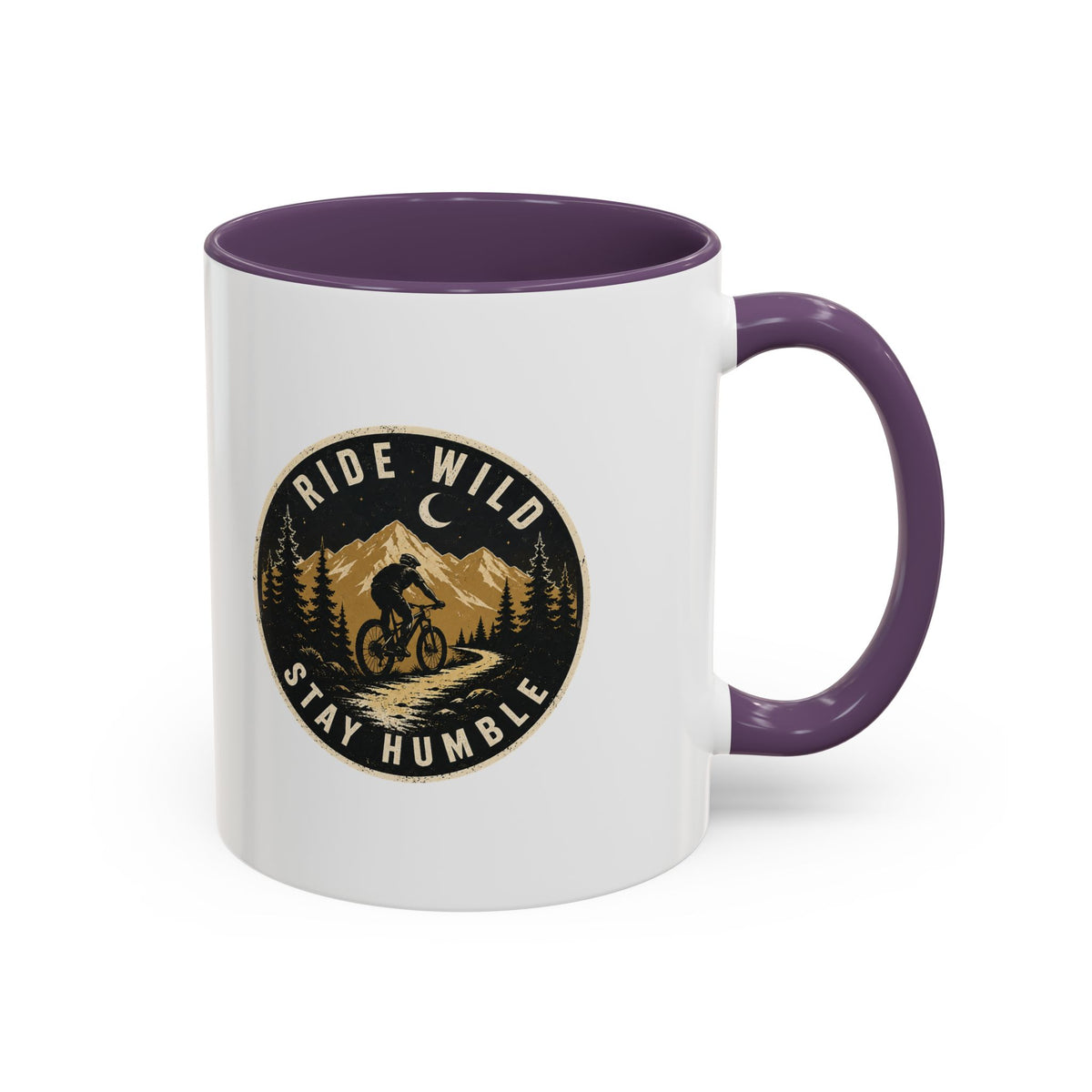 Milo Bailey Dog Dad Mom Ride Wild Stay Humble Accent Coffee Mug — Mountain Biking Adventure Travel Gift