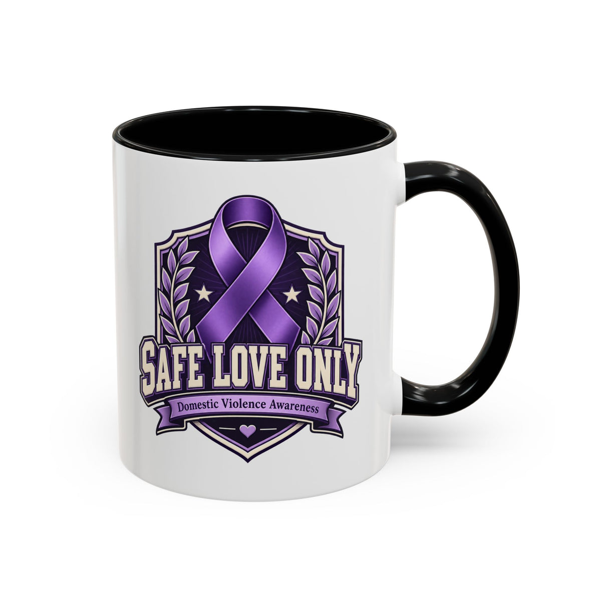Coffee Mug — "Safe Love Only" Domestic Violence Awareness (Purple Ribbon)