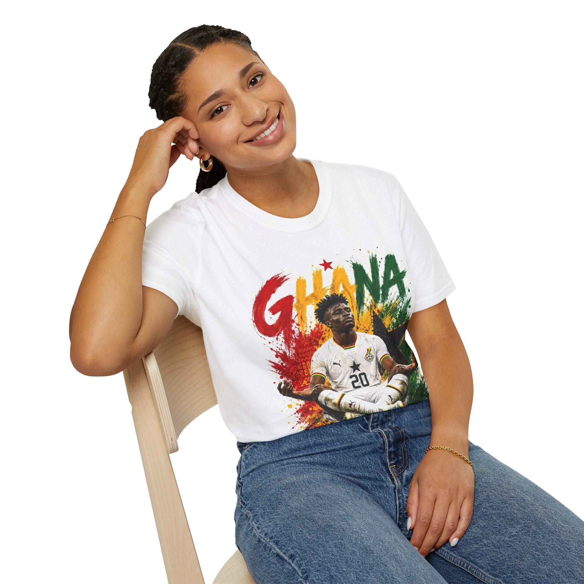 Ghana Football Player Graphic T-Shirt — Ghana Colors & Kudus Print