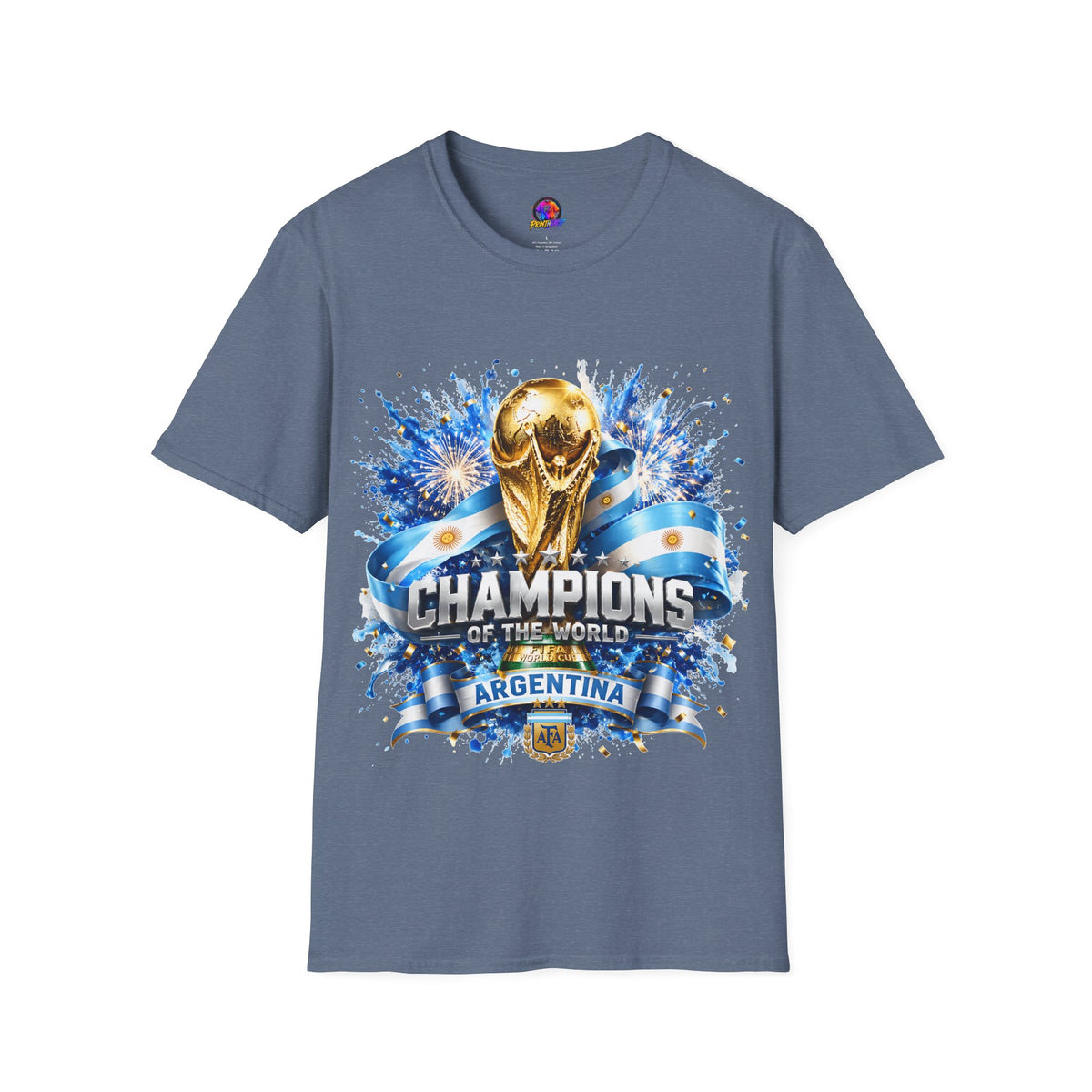 Argentina World Cup Champions T-Shirt — Gold Trophy Celebration Tee