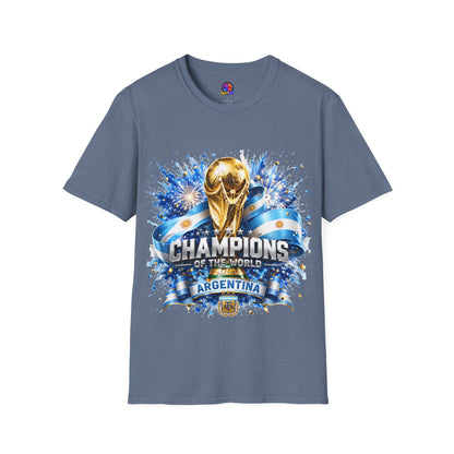 Argentina World Cup Champions T-Shirt — Gold Trophy Celebration Tee