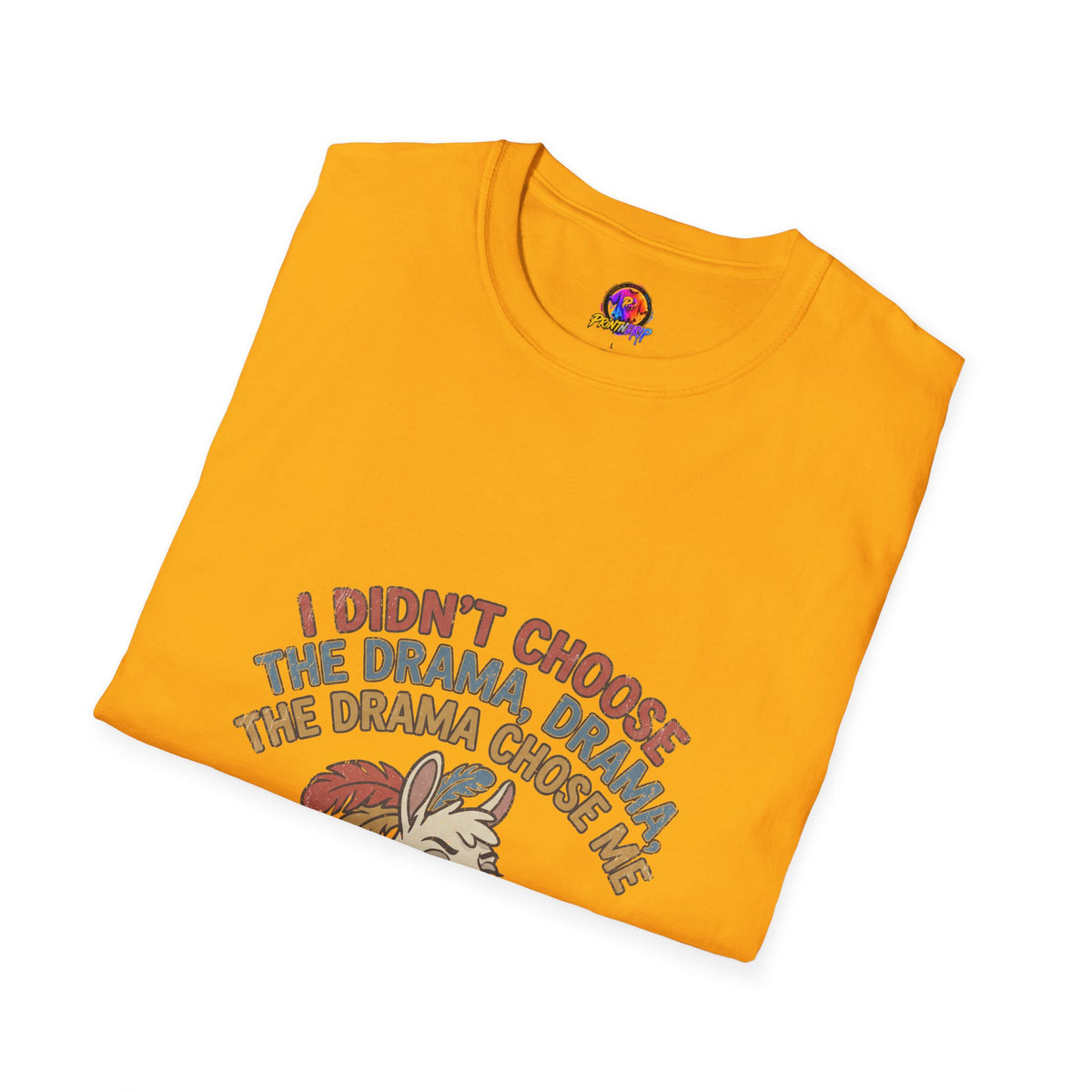 Funny And Witty Llama Drama Graphic T-Shirt — "I Didn’t Choose the Drama" Retro Design