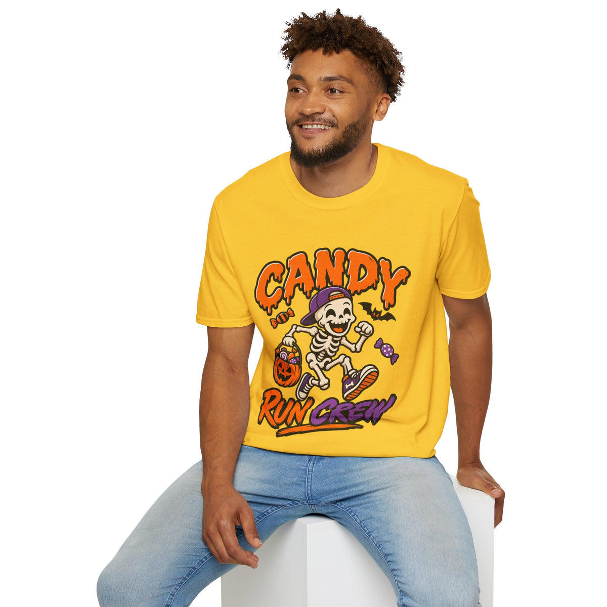 Candy Run Crew T-Shirt — Halloween Skeleton Trick-or-Treat Tee
