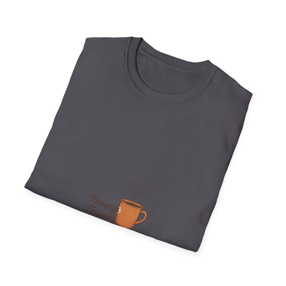 Morning Powered By Coffee Graphic Tee, Cute Caffeine Heart Mug T-Shirt - Trending Now - September 2026