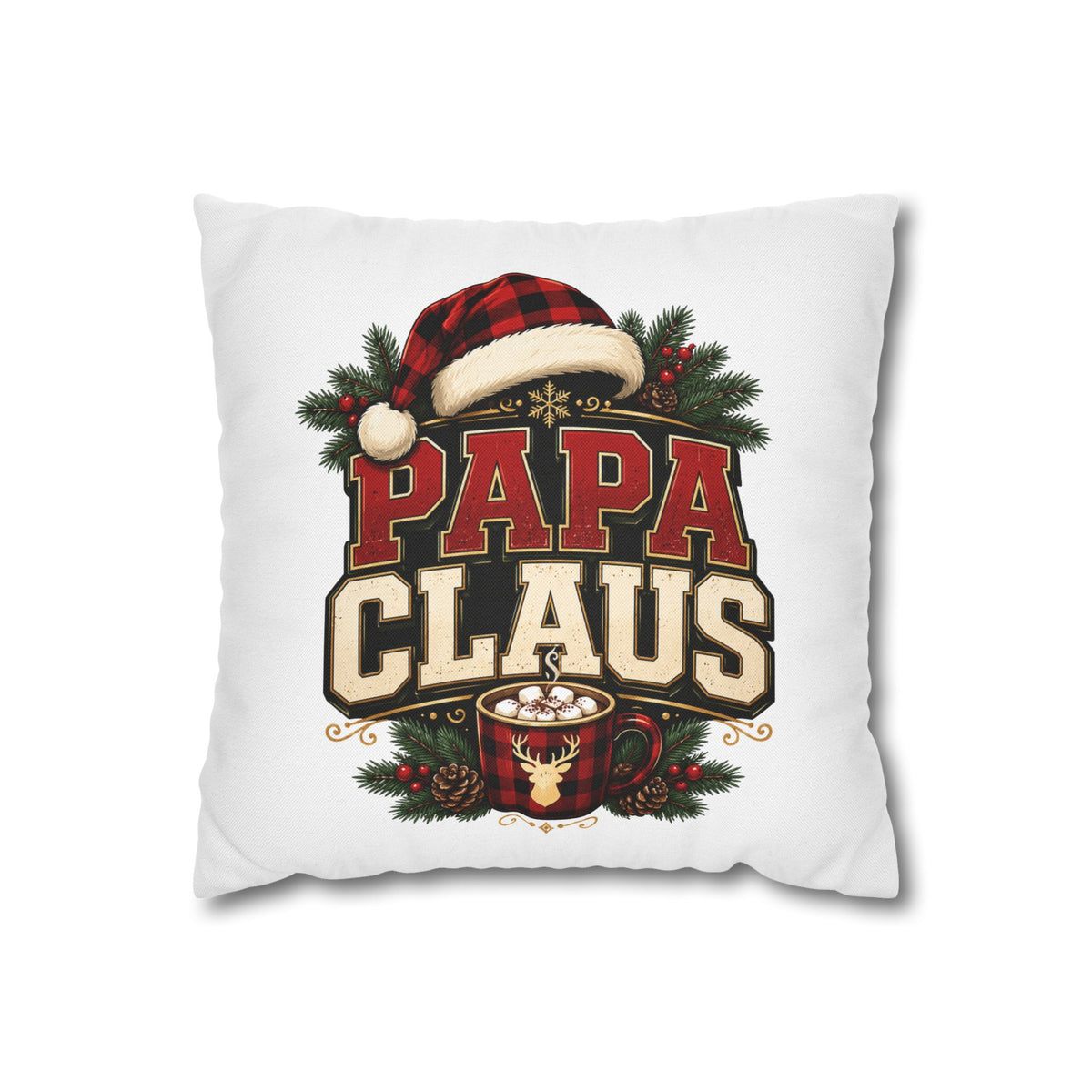 Christmas Papa Claus Holiday Pillowcase — Festive Christmas Cushion Cover for Dad