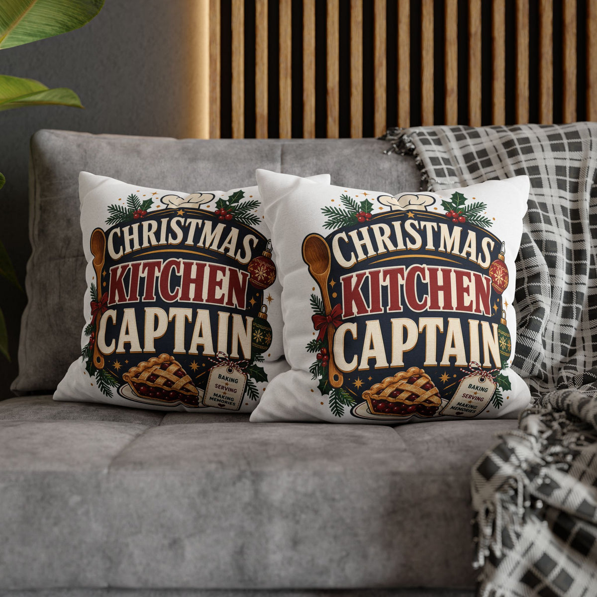 Christmas Kitchen Captain Pillowcase Modern Day Christmas  — Holiday Baking Decorative Throw Pillowcase