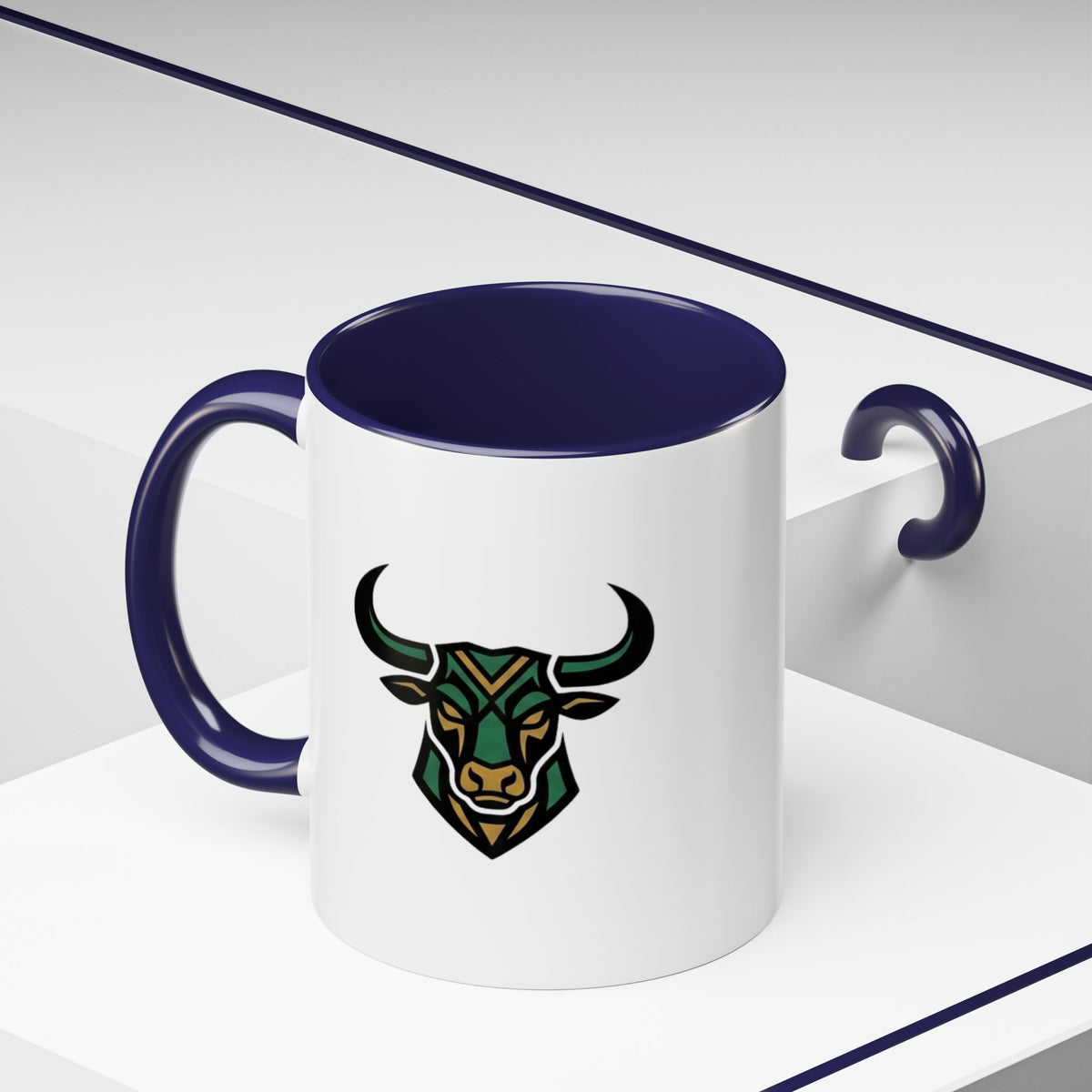 Taurus Geometric Bull Accent Coffee Mug –  Tribal Bull Head Ceramic Mug