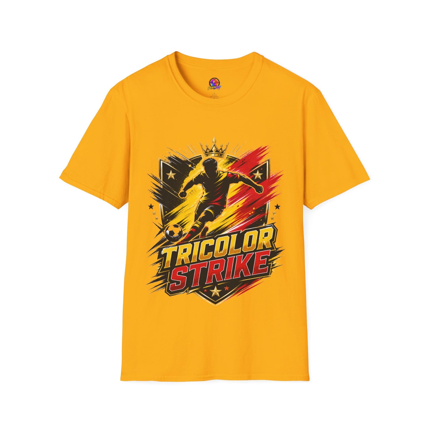 Belgium Soccer T-Shirt — 'Tricolor Strike' Graphic Jersey Tee