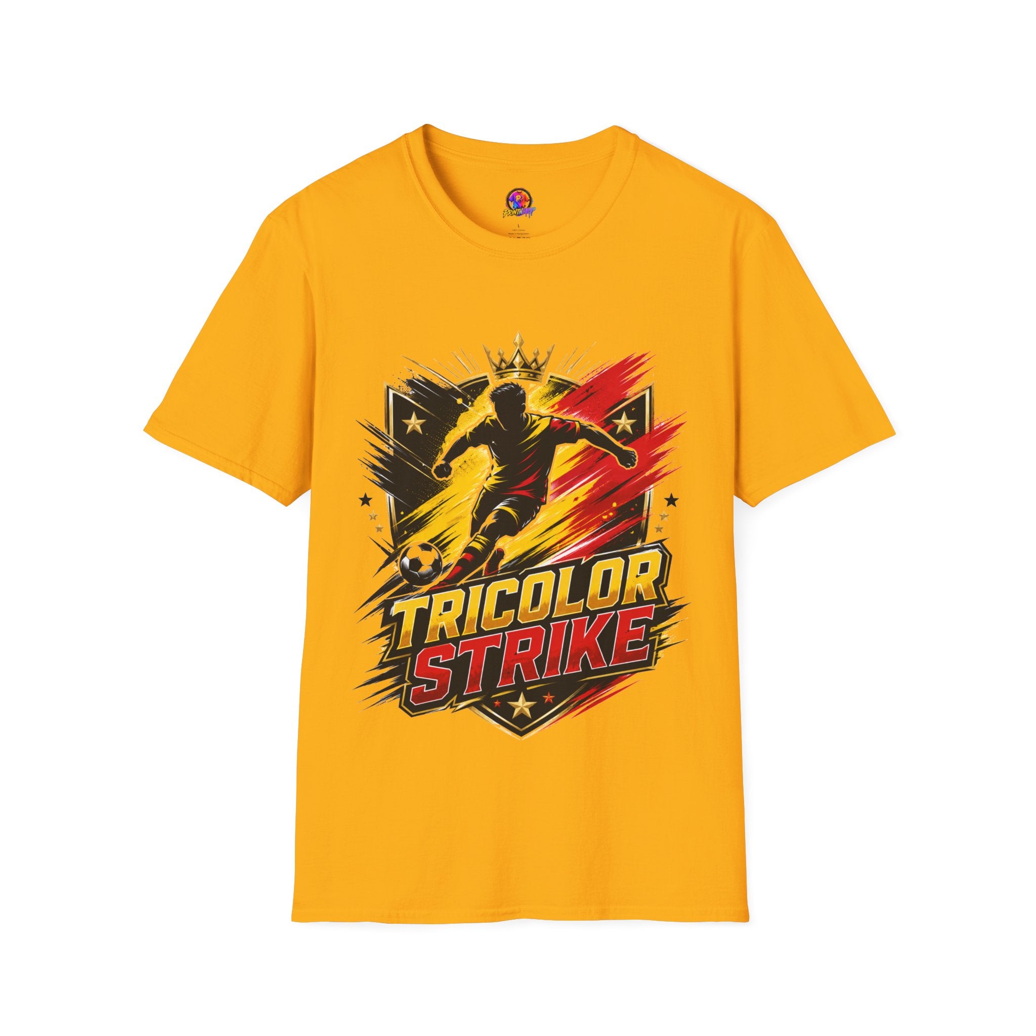 Belgium Soccer T-Shirt — 'Tricolor Strike' Graphic Jersey Tee