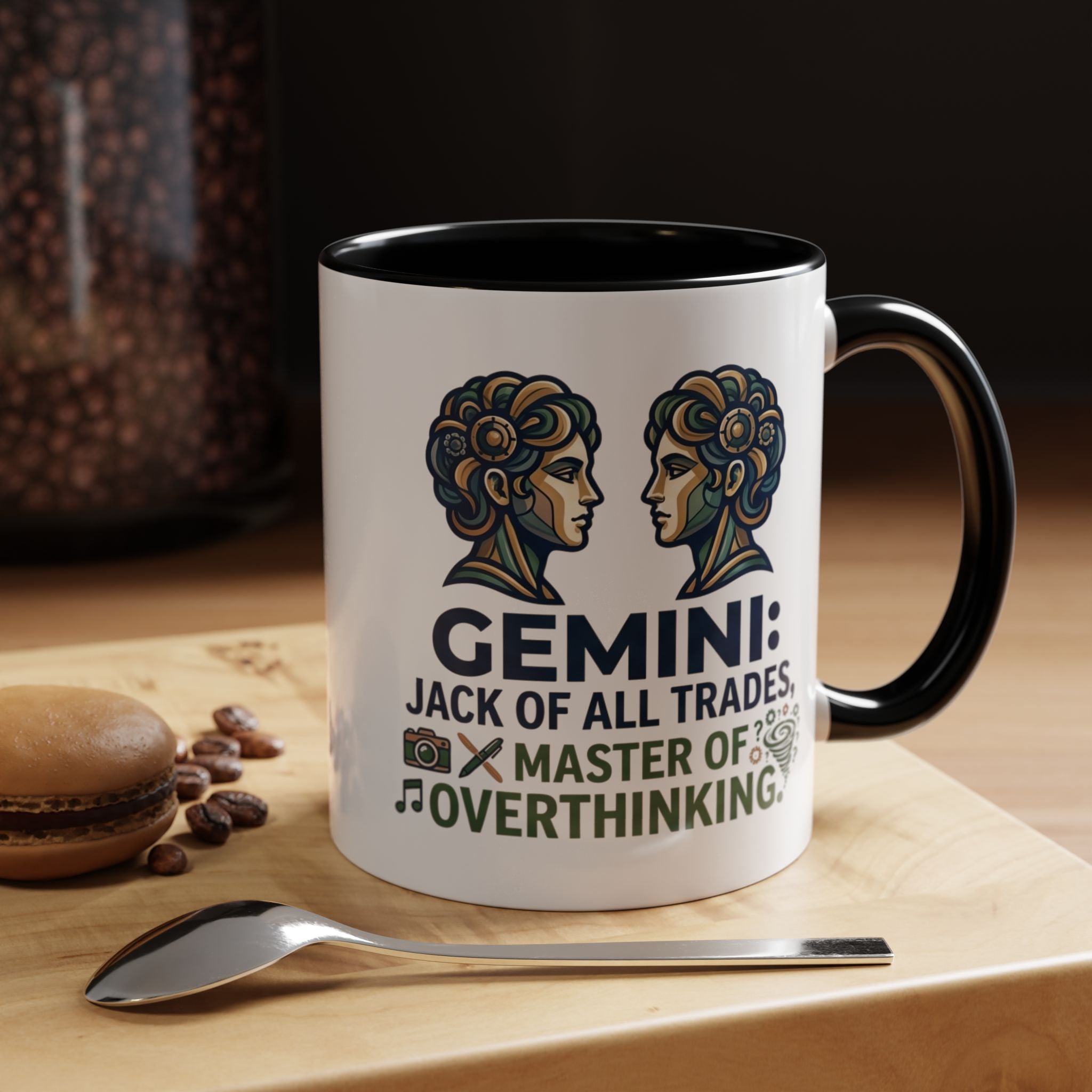Gemini Coffee Mug – “Jack of All Trades, Master of Overthinking” Zodiac Accent Mug