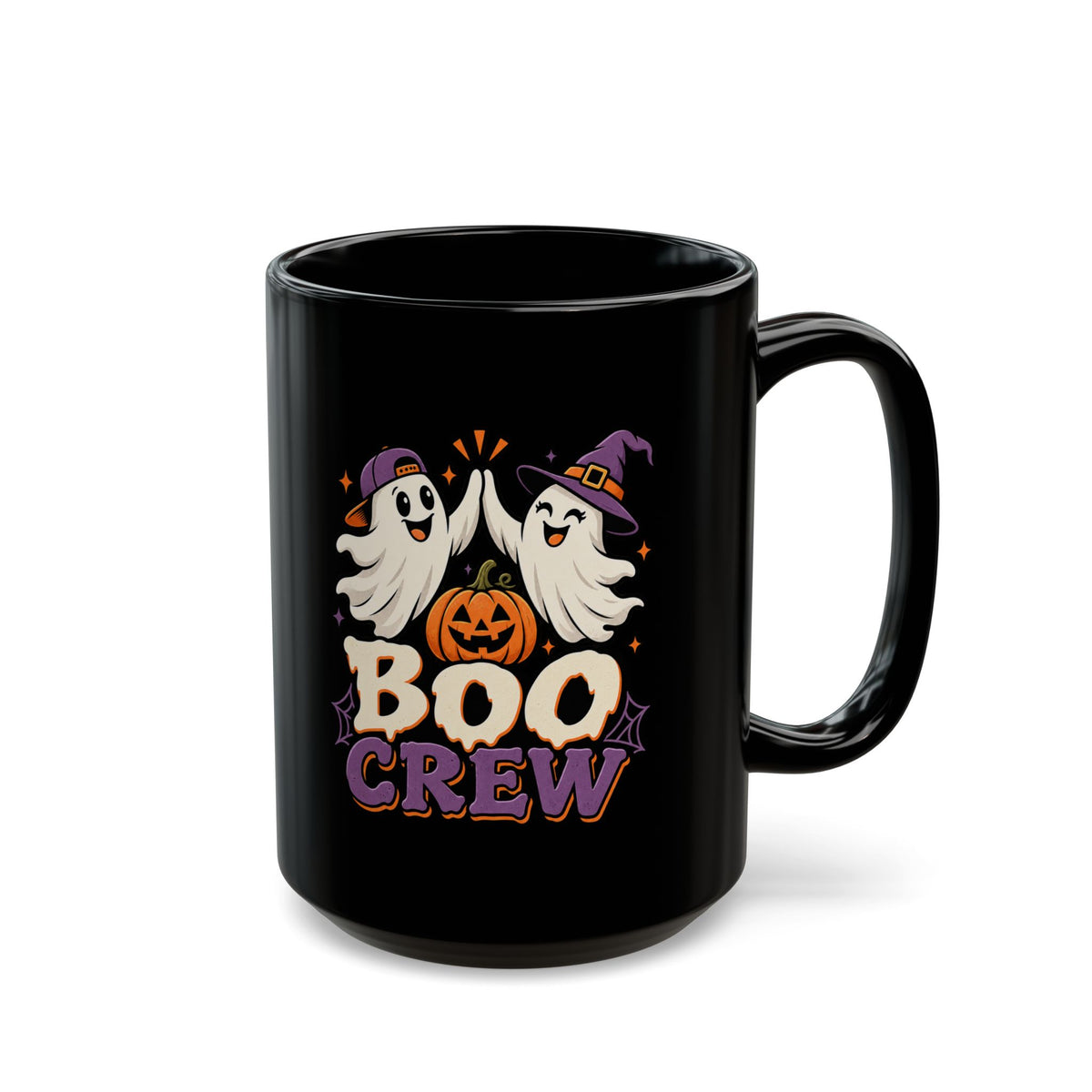 Halloween Boo Crew Mug — Black Ceramic Coffee Cup (11oz, 15oz)