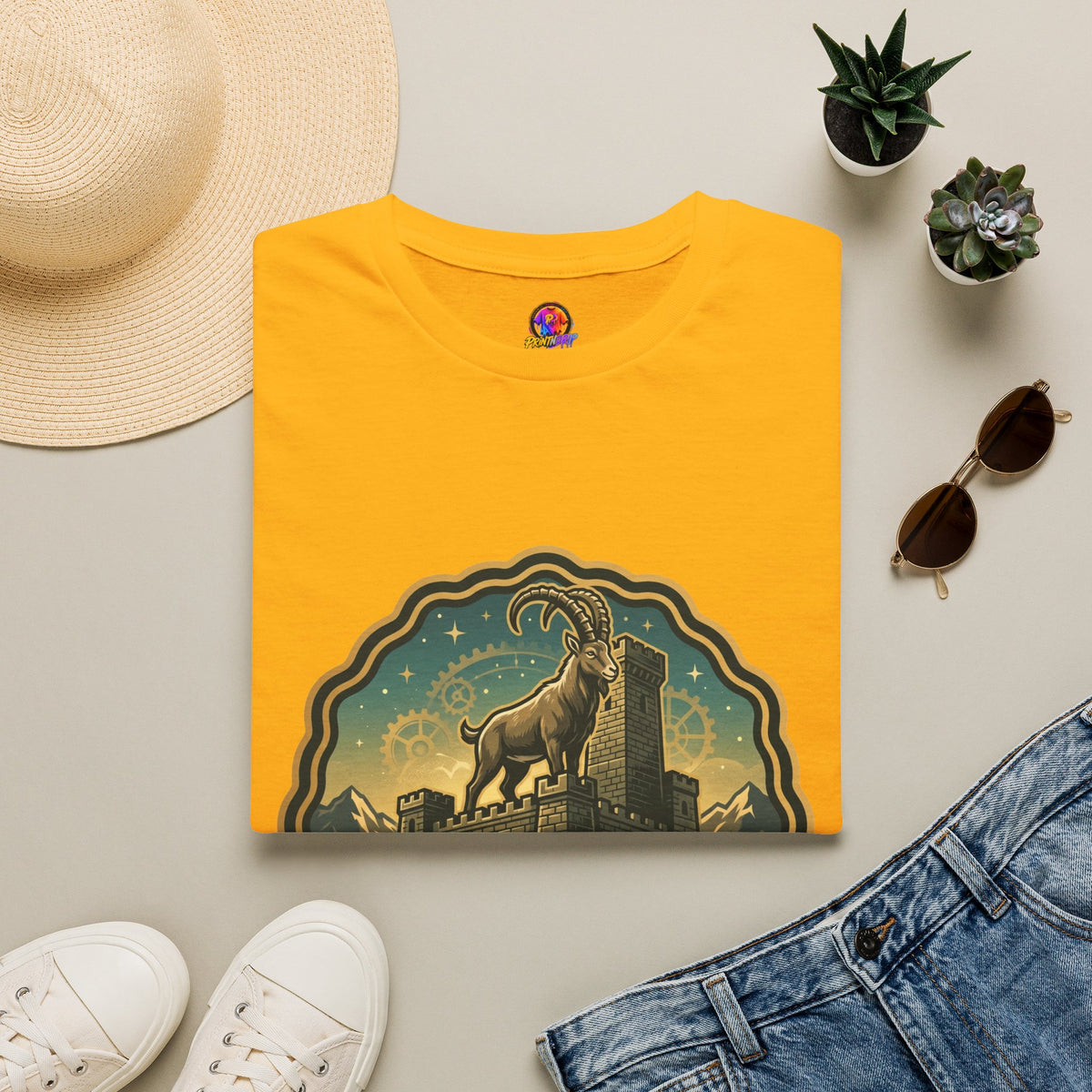 Silent Moves, Loud Results Goat Graphic Tee — Motivational Mountain Goat Shirt